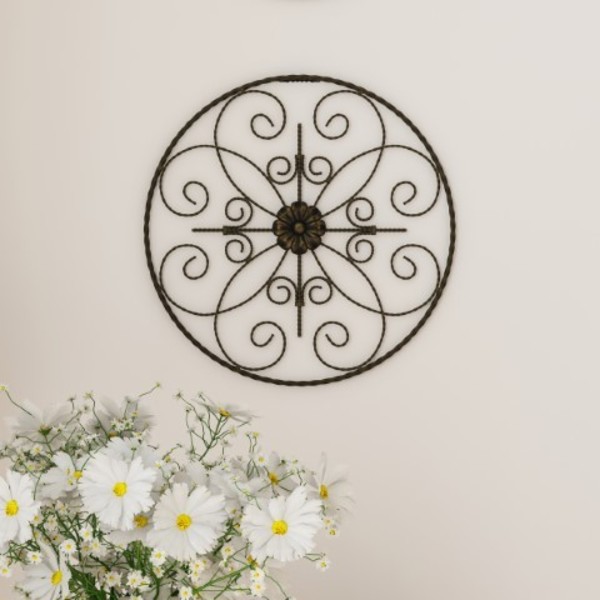 Hastings Home Medallion Metal Wall Art, 14 Inch Round Metal Home Decor, Hand Crafted with Mounting Screws Included 446376XIT